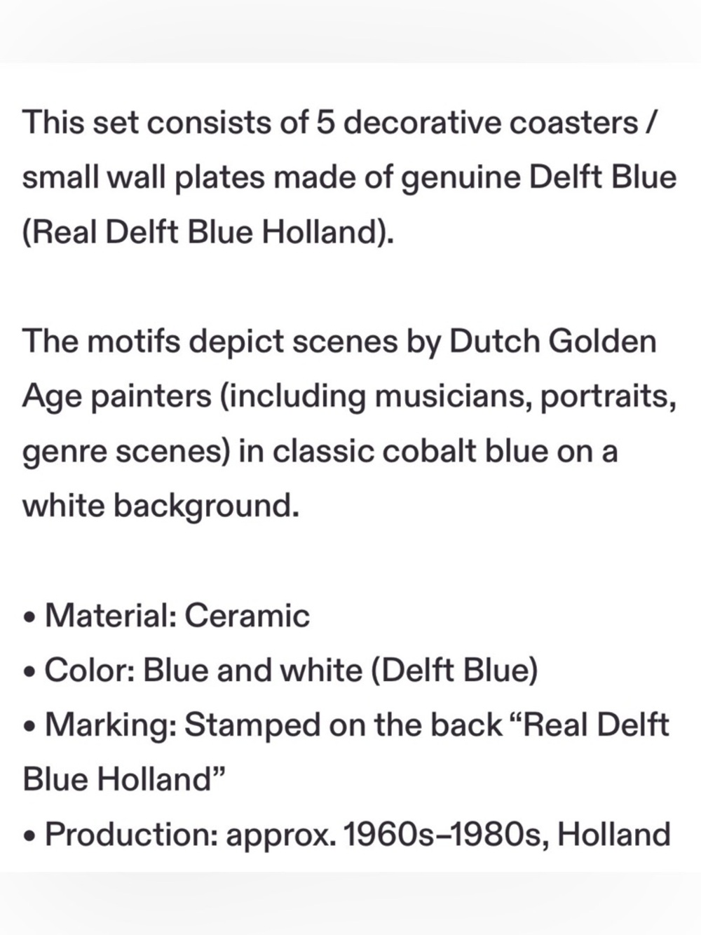 Delft Blue Antique/RARE Portrait Small Plate Display (5) - Picture 2 of 12